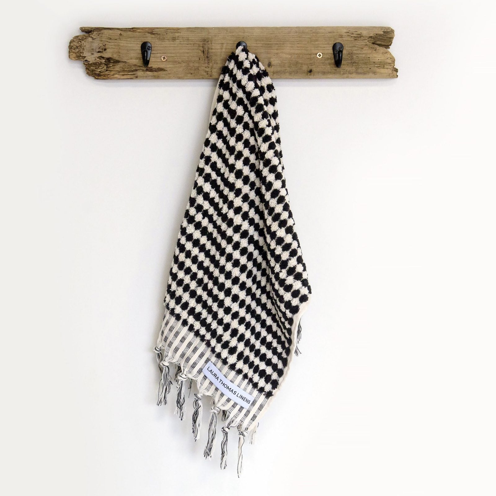 Black & White Spot Terry Hand Towel - Image 4